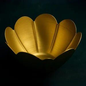 Golden Lotus Bowl – Decorative Diya Holder & Home Accent by Loom2Light