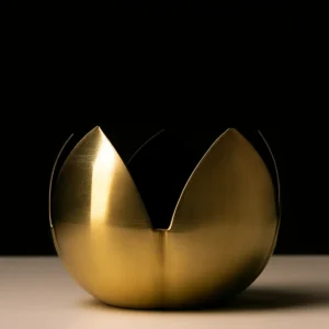 Lotus Brass Candle Jar – Handcrafted Polished Vessel for Luxury Candle Making