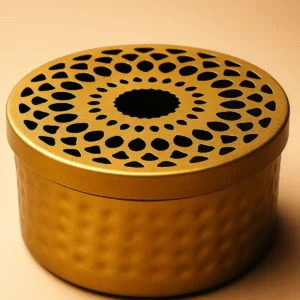 Elegant Gold Hammered Candle Jar with Designer Lid – Decorative Metal Jar for Candle Making & Gifting