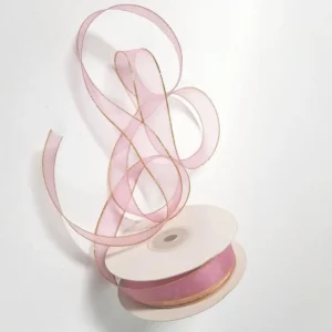 Rose Gold Organza Ribbon – Elegant Sheer Decorative Ribbon for Gift Wrapping & Candle Packaging